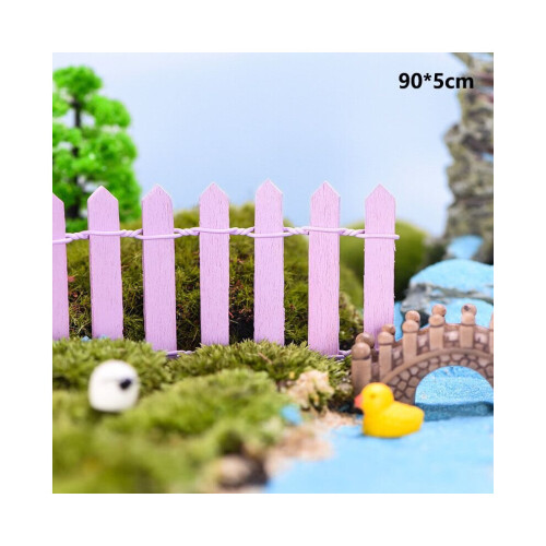 (Μωβ) 90cm Mini DIY Ξύλινο Φράχτη Διακόσμηση Micro Dollhouse