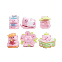 6 kpl Sakura Pig Lelumallit Nukke Pinkki Koriste Muovi Materiaali Loveliness
