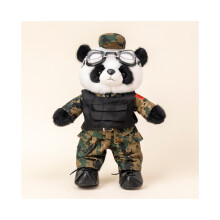 (Panda A) Kani Panda Pehmo täytetty lelu naamiointi Irrotettava sotilaallinen matkamuisto lahja joulu