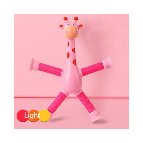 (Pink Giraffe) Cup Suction Giraffe Robot Fun and Variable Shape Parentchild Toy Light