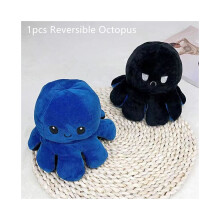 (1 pezzo blu scuro nero) peluche polpo bifacciale animali marini bambola