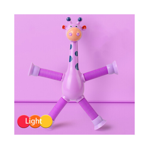 (Purple Giraffe) Cup Suction Giraffe Robot Fun and Variable Shape Parentchild Toy Light