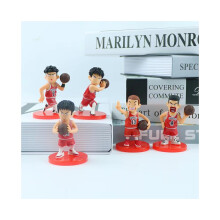 (Rosso) Q Slam Dunk Versione Ragazzi Figure in PVC Bianco Rosso Vestito Decorazione per Torta da Basket
