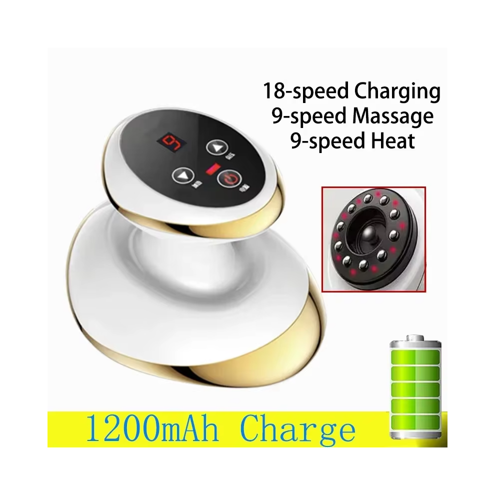 Gold (Color: 9- Charging) Electric Massage Meridian Brush Universal Body Dredging Cupping Scraping Instrument Abdominal And Back Massager For Ho