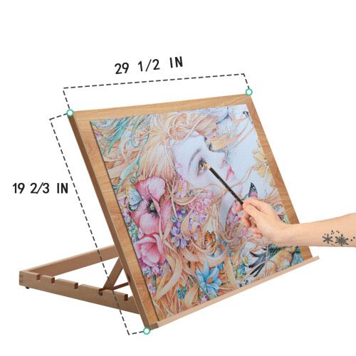 Caindo em arte extra grande de 5 posi      es de madeira desenho de desenho de cavalete e esbo   o 29 1/2 polegadas por 19 2/3 polegadas 2
