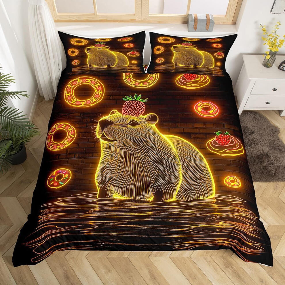 (Yellow, Single(No Comforter)) Homewish Pink Monkey Bedding Set Double,Jungle Animals Monkey Duvet Cover Cute Leaves Banana Comforter Cover Wildlife Natural Bed Cover for Kids Boys