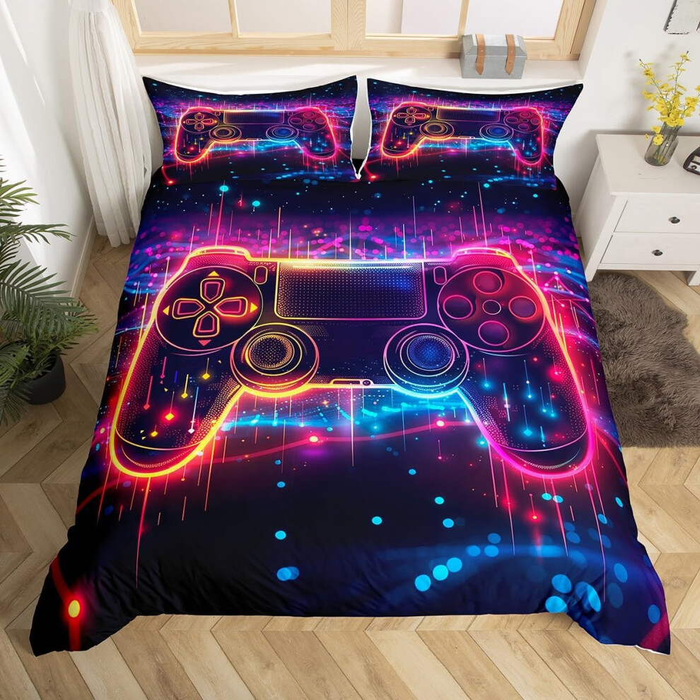 (Purple, King(No Comforter)) Cartoon Cat Double Bedding Set Bohemian Flowers Comforter Cover,Colorful Groovy Florals Duvet Cover Vintage Printed Cute Animlas Quilt Cover