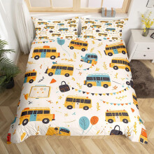 (Yellow,blue, King(No Comforter)) Cartoon Cat Double Bedding Set Bohemian Flowers Comforter Cover,Colorful Groovy Florals Duvet Cover Vintage Printed Cute Animlas Quilt Cover