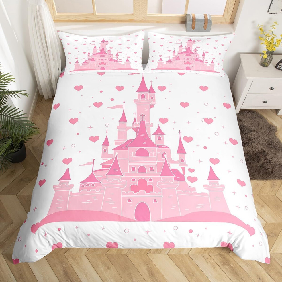 (Pink and White, Double(No Comforter)) Dream Catcher Bedding Set Navy Blue Galaxy Glitter Double Comforter Cover,Girls Womman Bohemian Style Feather Duvet Cover Extoic Hoho Decor Bed Set