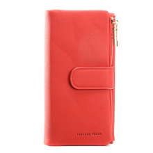 (Red) Women PU Leather Wallets Female Long Hasp Purses L