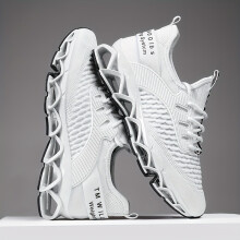 (White, 6.5) Versatile Breathable Mesh Men's Sneakers - Shock-Absorbing Casual Shoes for All Seasons
