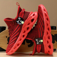 (?Red?, 10.5) Ultra Comfort Men's Knit Running Shoes - Breathable, Shock-Absorbing, Soft Sole, Lace-Up Design for Outdoor Jogging, Spring and Summer