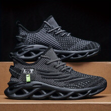 (Black, 10.5) Ultra Comfort Men's Knit Running Shoes - Breathable, Shock-Absorbing, Soft Sole, Lace-Up Design for Outdoor Jogging, Spring and Summer