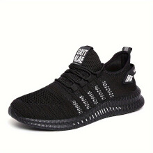 (White, 12.5) [Shock-Absorbing Fashion Sneakers] Black Breathable Sneakers - Shock-Absorbing Knit Upper All-Season Outdoor & Running Footwear with Vibrant Accents