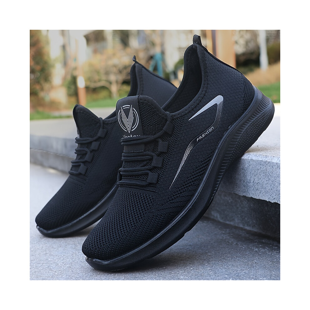 Bghone (Black, 8) Breathable Men's Slip On Sneakers, Lightweight Comfortable Woven Non Slip Outdoor Training Running Workout