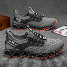(grey, 6.5) Men's Breathable Sneakers - Comfortable Casual Running Shoes with Lace-Up Design, Durable Sole