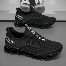 (Black, 9.5) Men's Breathable Sneakers - Comfortable Casual Running Shoes with Lace-Up Design, Durable Sole
