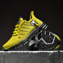 (Yellow, 10.5) Ultra Comfy Slip-On Sneakers - Breathable, Non-Slip, Adjustable Lace, Durable Shoes for Men