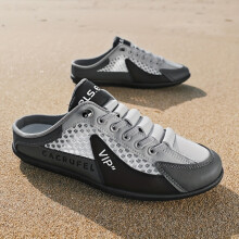 (grey, 10) [Stylish | Non-Slip] Lightweight Non-Slip Men's Stylish Slip-On Sneakers - White & Blue with Golden Accents