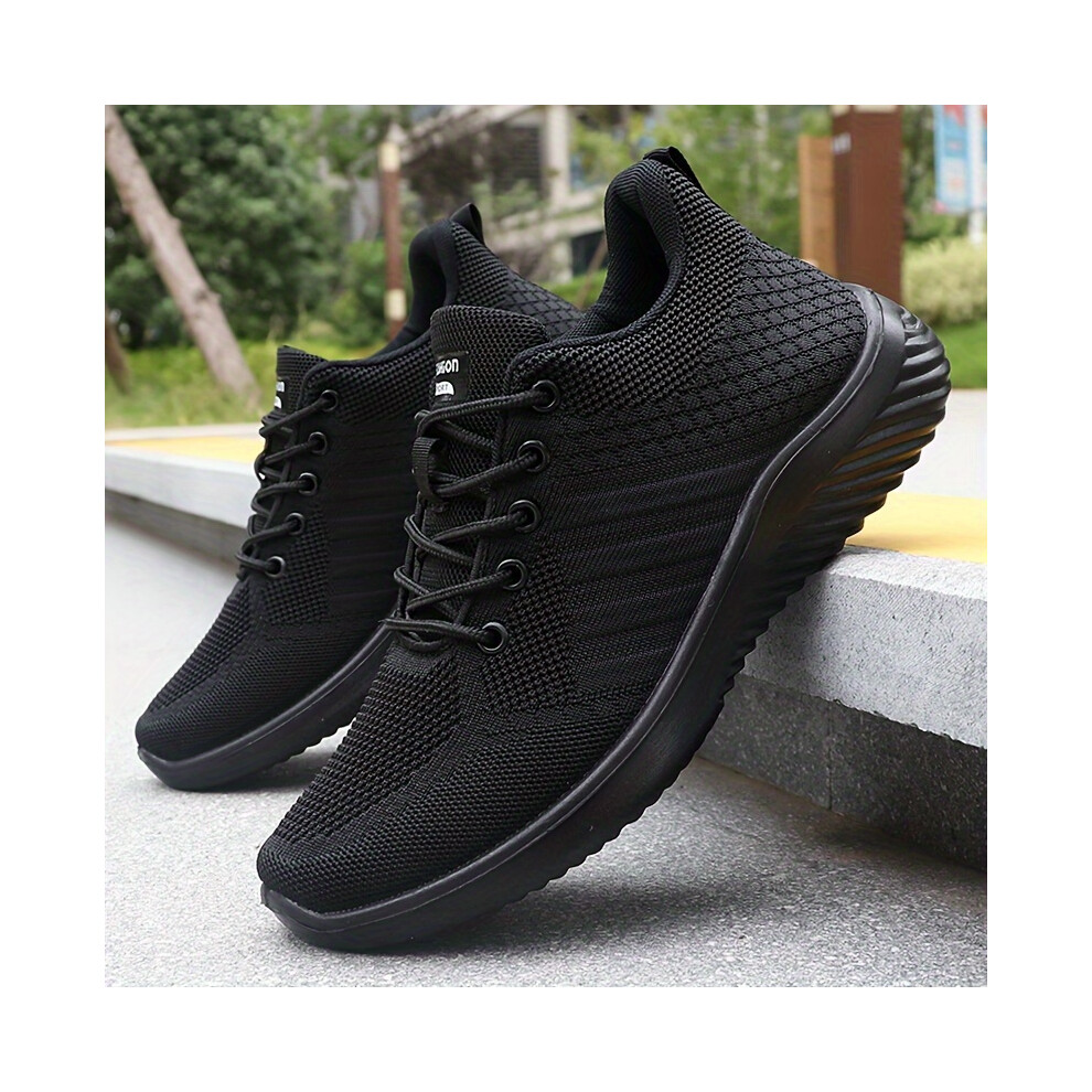 Bghone (Black, 8) Men's Lightweight Breathable Slip-Resistant Sneakers - Low-Top Running Walking Training Sneakers With Md Sole, Fabric Upper & Lace-Up Closu
