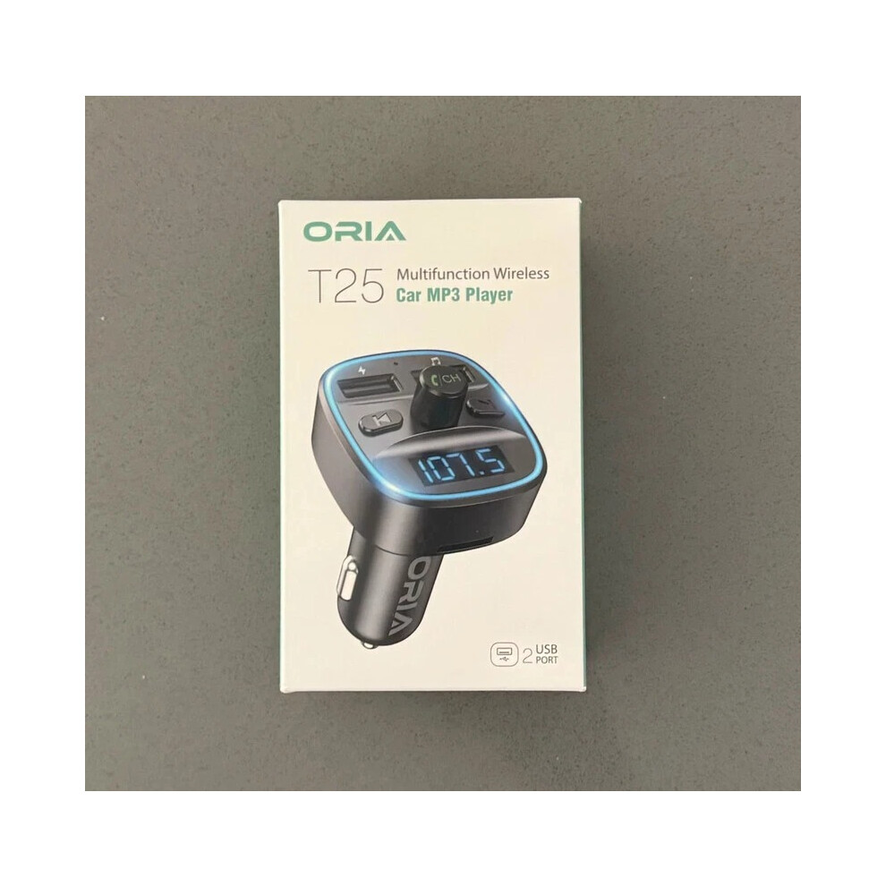 Oria Bluetooth Fm Transmitter Multifunction Wireless Car Mp3 Player Two Usb Port 810046602942