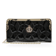 (Black) Women Girls Long Wallets Ladies Crown PU Leather Z