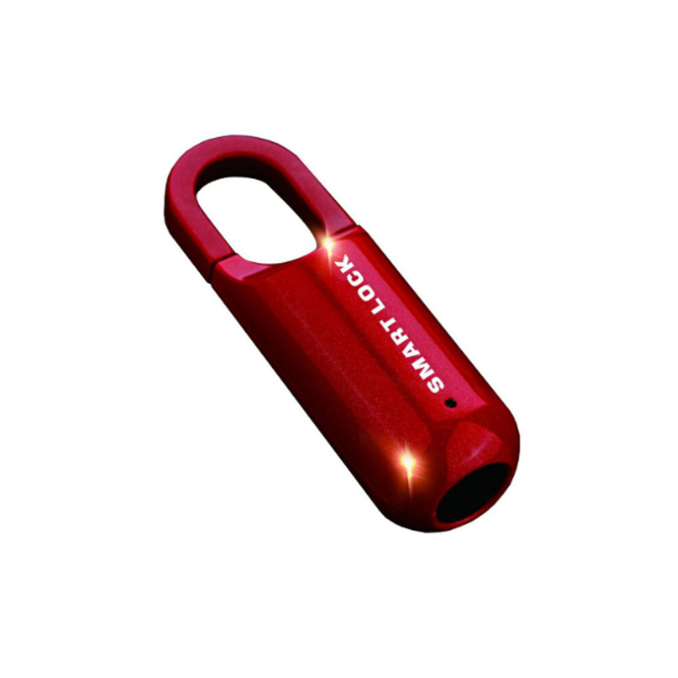 (Red) Fingerprint Lock Waterproof Mini USB Rechargeable Door Lock Quick Unlock Zinc Alloy Anti-theft Loc