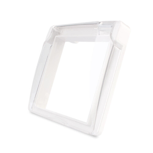 (White) EU Standard Socket Waterproof Cover Plastic Decorative for Light Switch