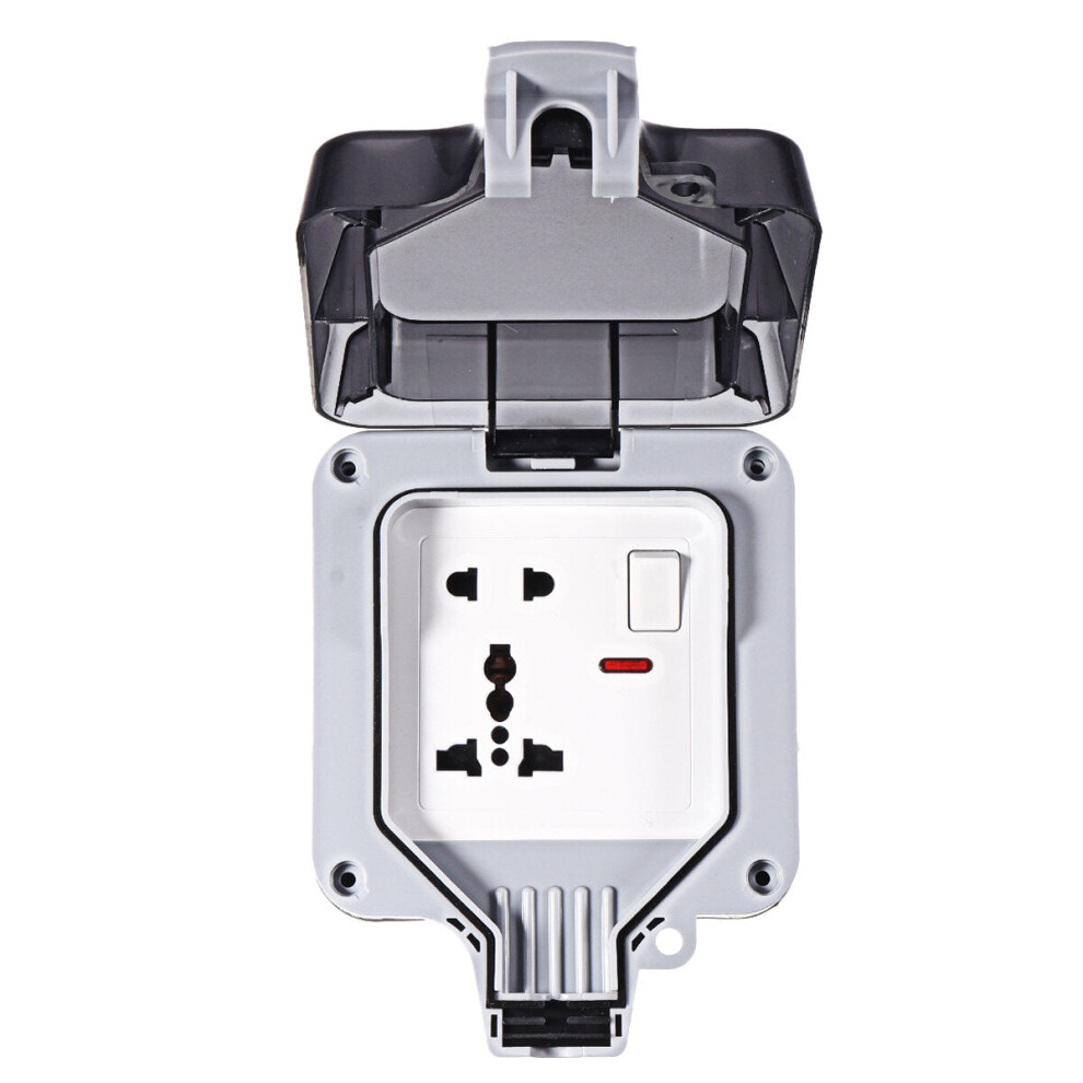 (Single) IP66 Weatherproof Outdoor BOX Wall Socket 13A Double Universal / UK Switched Outlet With USB Charging Port
