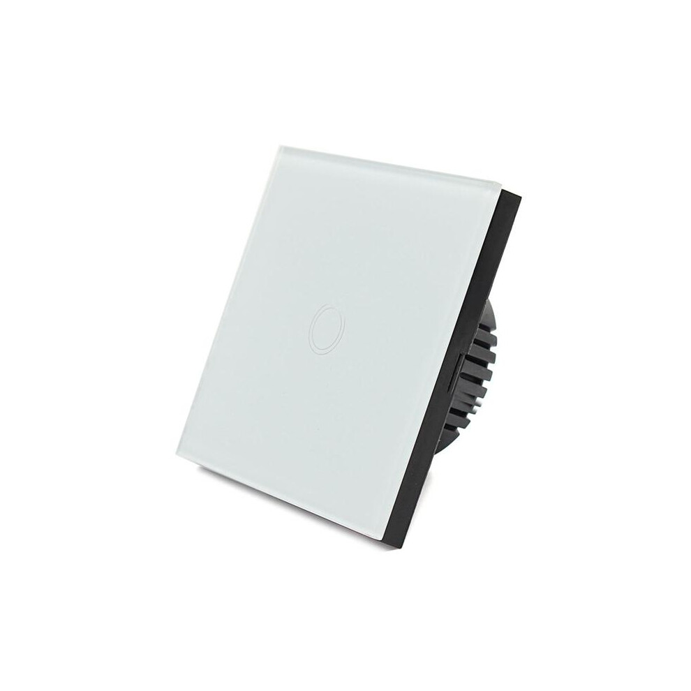 (White) 1 Way 1 Gang Crystal Glass Panel Touch Light Wall Switch Remote Controller 9495687532318