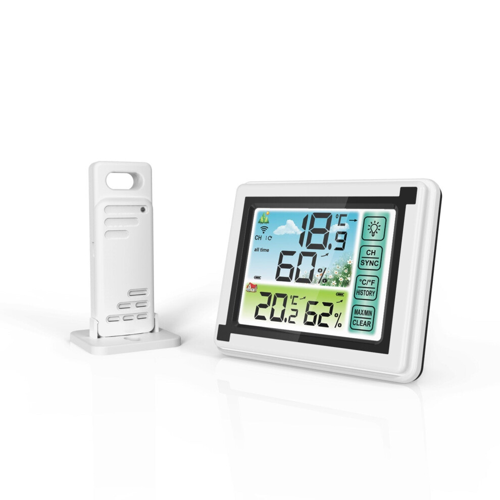 Indoor Outdoor Touch Screen Wireless Weather Station Color LCD HTN Display IPX4 Hygrometer Thermometer Outdoor Forecast Sensor Clock
