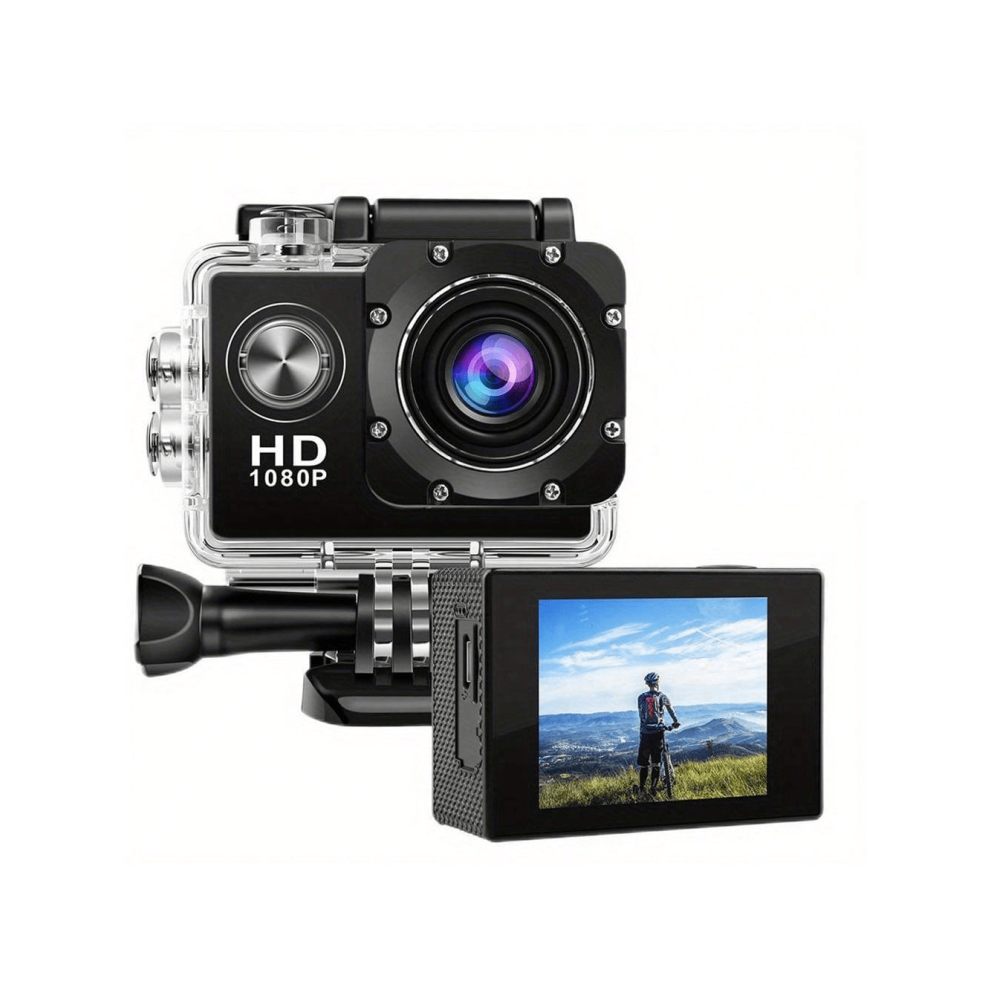HD 1080P Sport Action Camera with 2" LCD, 5MP, 140 Wide Angle, Waterproof, 900mAh Battery for Outdoor Sports