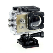 (Gold) Sports Camera Wide Angle Lens 140 Degrees 1080P Waterproof Outdoor Aerial Cam Recorder
