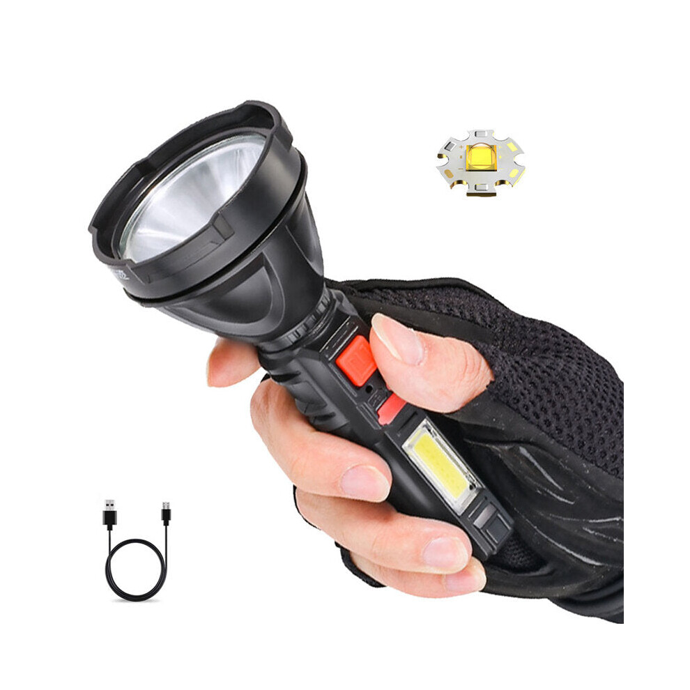 2000lm Long Shoot Strong OSL Flashlight with Rechargeable COB Sidelight USB