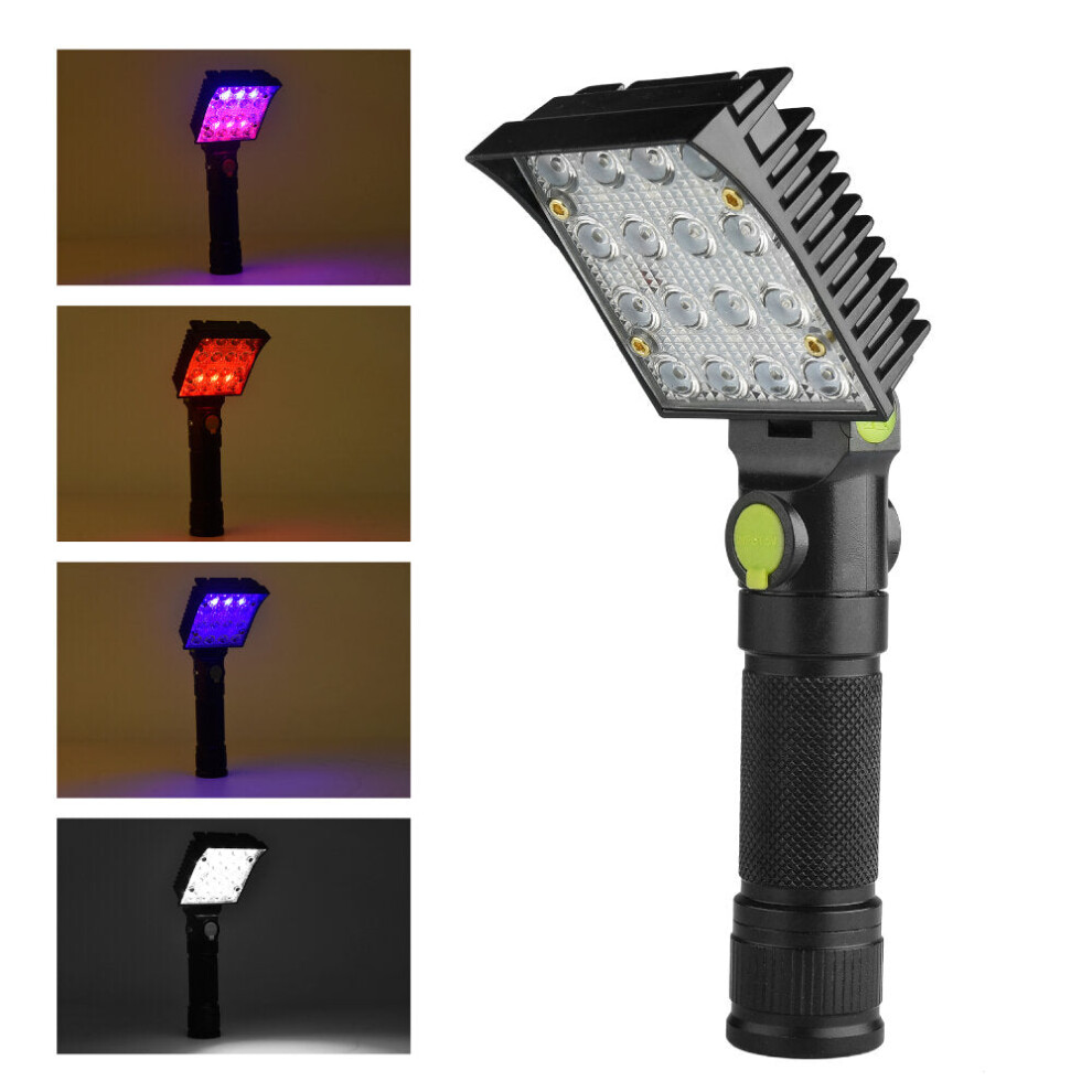 16x COB 4Colors 4Modes 180 Adjustable Head Magnetic Tail USB LED Flashlight