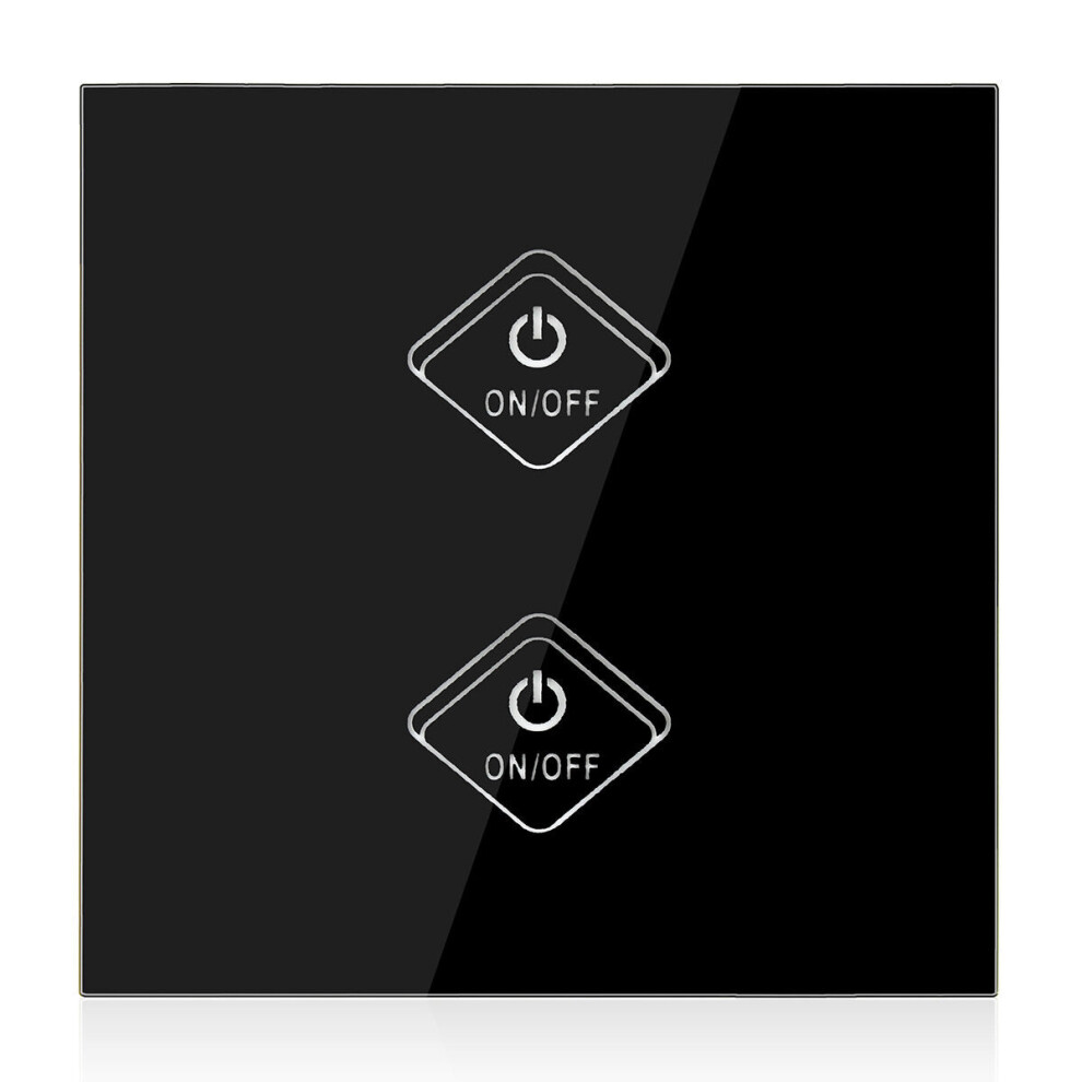 (UK Standard 2 Gang) 1/2/3/4Gang WIFI Smart Wall Light Remote Touch Switch Panel work with Alexa /Google Home
