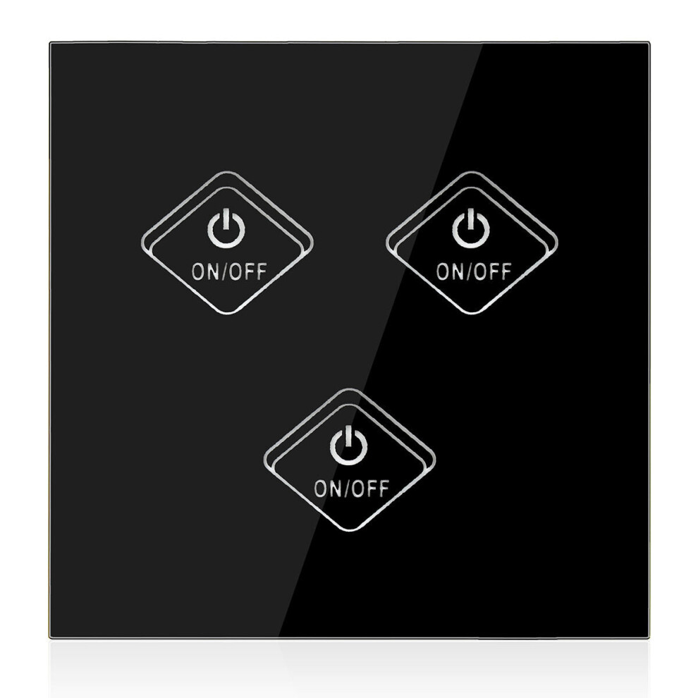 (Uk Standard 3 Gang) 1/2/3/4Gang Wifi Smart Wall Light Remote Touch Switch Panel Work With Alexa /Google Home 4250937708746