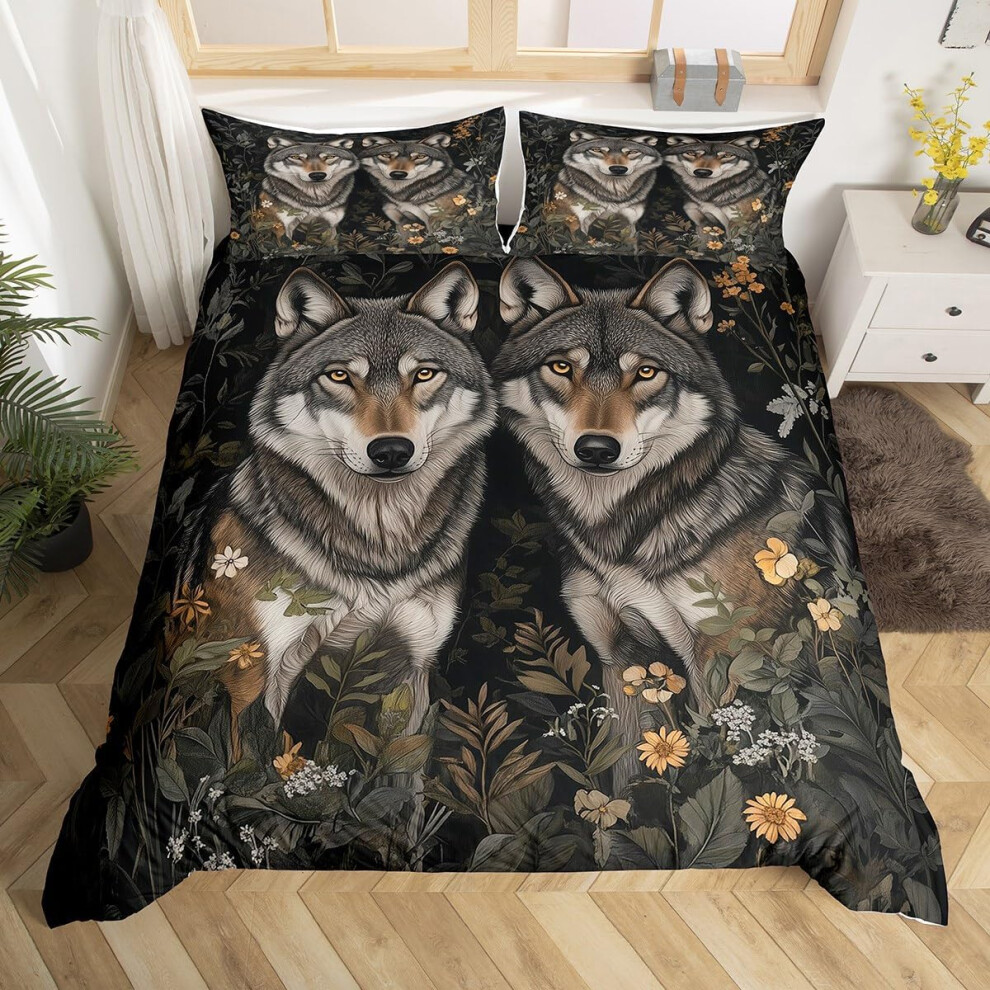 (Black Brown, King(No Comforter)) Homewish Wild Duck Duvet Cover Double, Hunting Farmhouse Bedding Sets For Kids Teens Adults, Animals Rustic Woodland Black,Brown