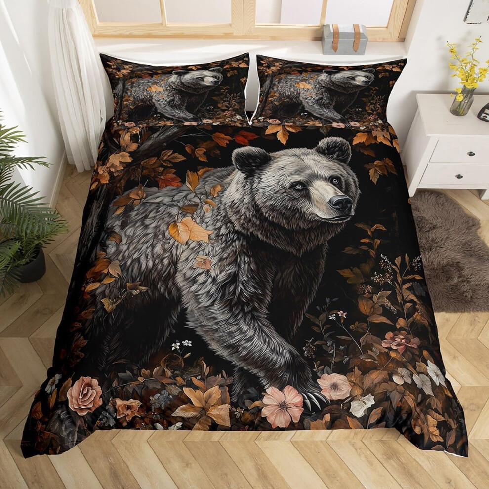 ( Gray, King(No Comforter)) Homewish Wild Duck Duvet Cover Double, Hunting Farmhouse Bedding Sets For Kids Teens Adults, Animals Rustic Woodland Black