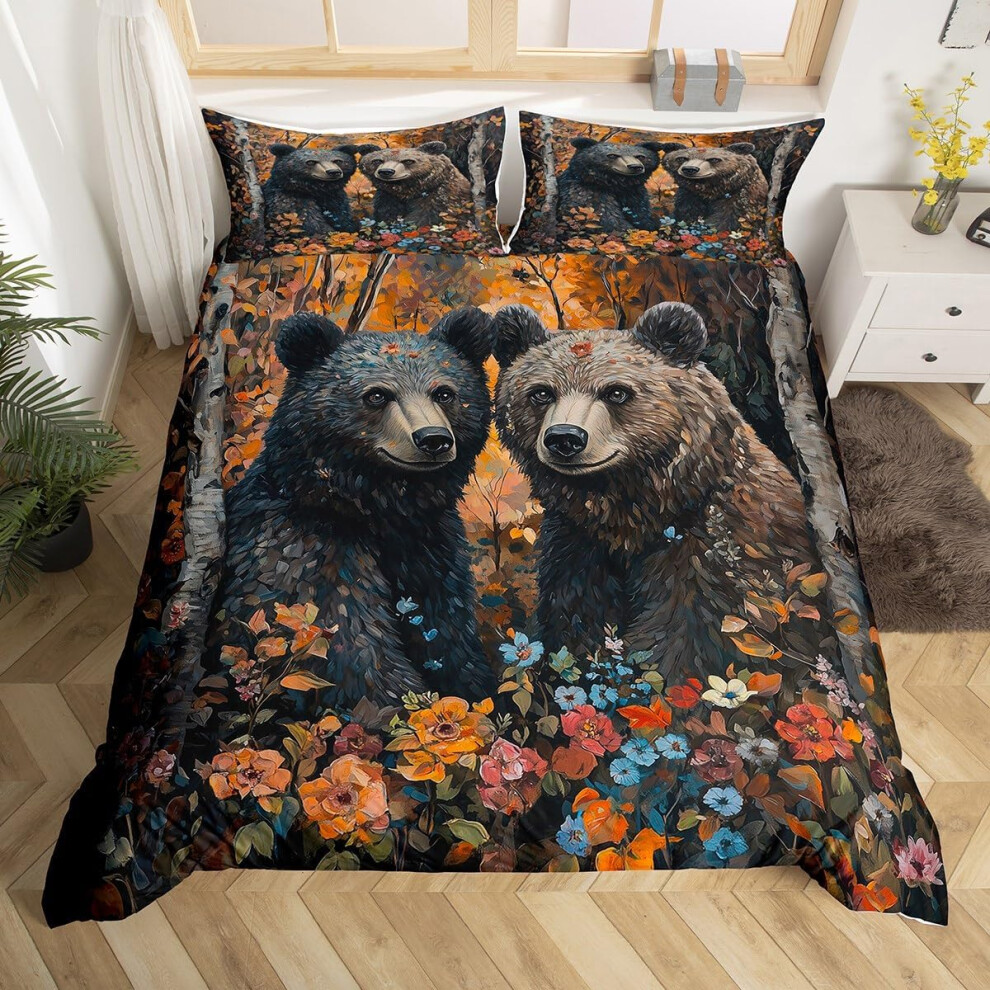(Black Yellow, Single(No Comforter)) Homewish Wild Duck Duvet Cover Double, Hunting Farmhouse Bedding Sets For Kids Teens Adults, Animals Rustic Woodland Microfiber No Comforter Duvet