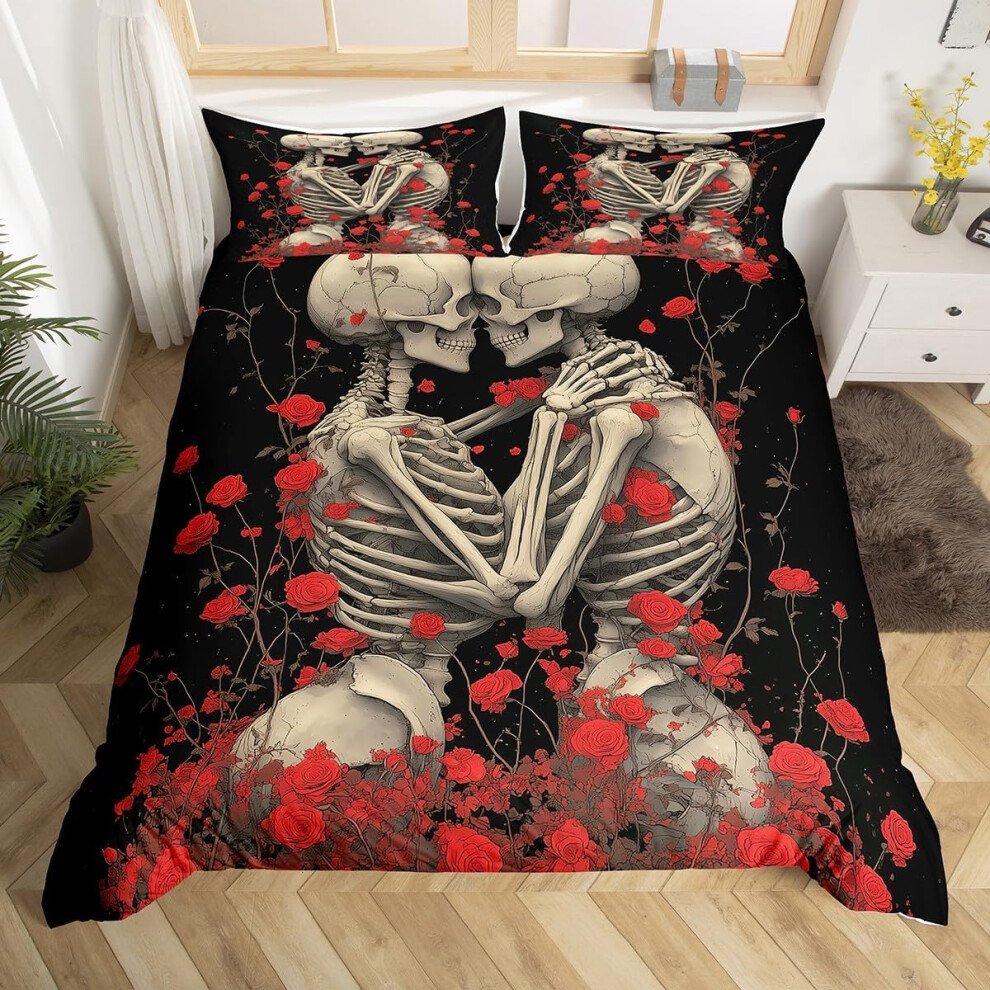 (Black Red, Double(No Comforter)) Homewish Gary Tiger Bedding Set Orange Rose Painting Comforter Cover,Romantic Tigers Duvet Cover Double African Safa