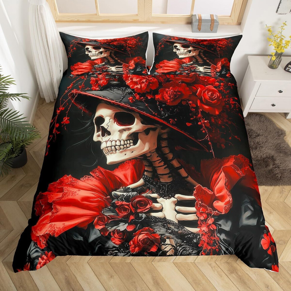 (Black,red, Double(No Comforter)) Homewish Gary Tiger Bedding Set Orange Rose Painting Comforter Cover,Romantic Tigers Duvet Cover Double African Safa