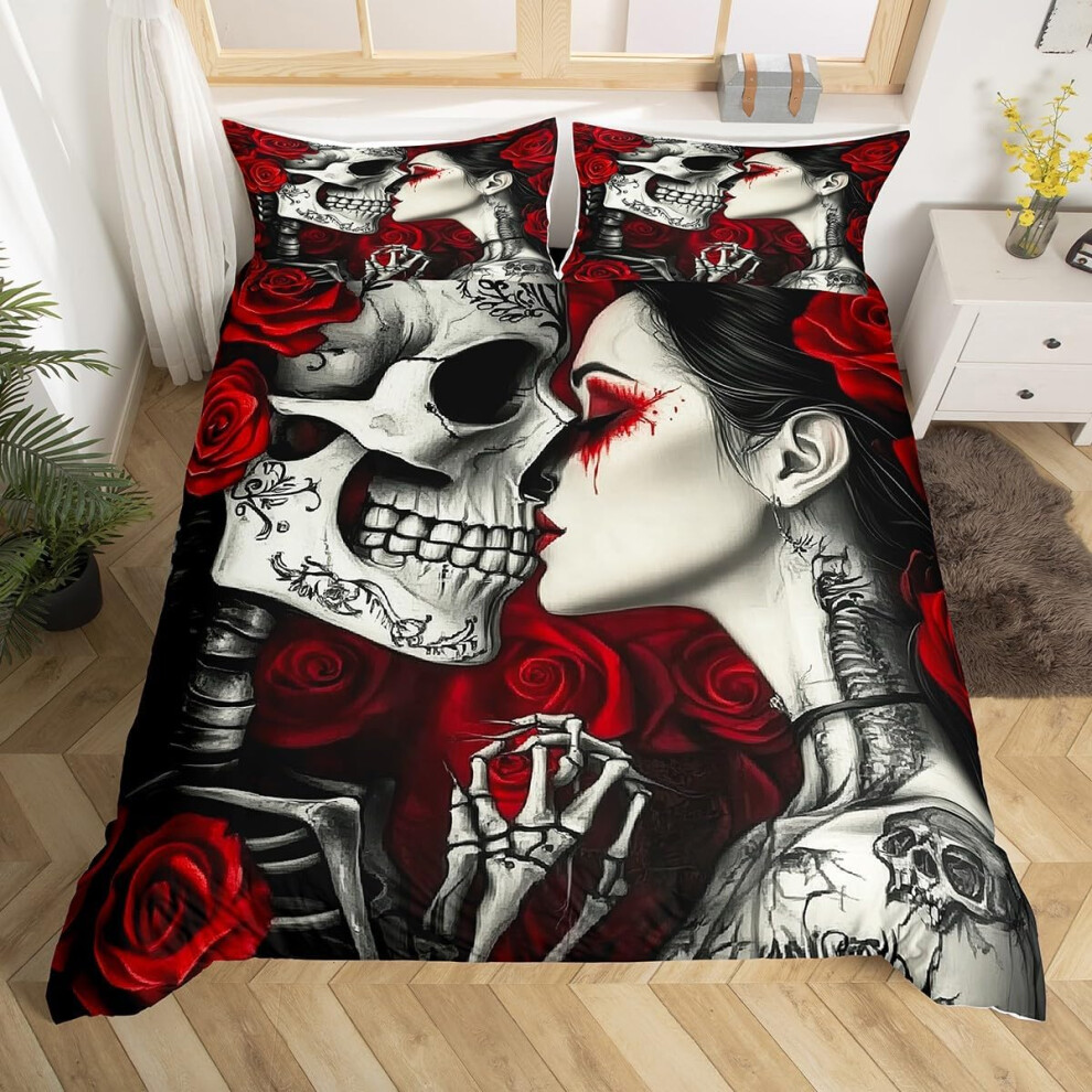 (Red,black, Double(No Comforter)) Homewish Gary Tiger Bedding Set Orange Rose Painting Comforter Cover,Romantic Tigers Duvet Cover Double African Safa