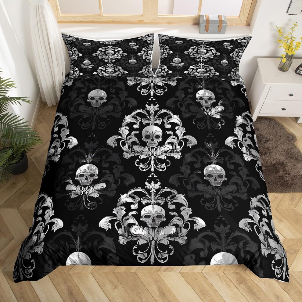 (Balck and White, King(No Comforter)) Homewish Gary Tiger Bedding Set Orange Rose Painting Comforter Cover,Romantic Tigers Duvet Cover Double African