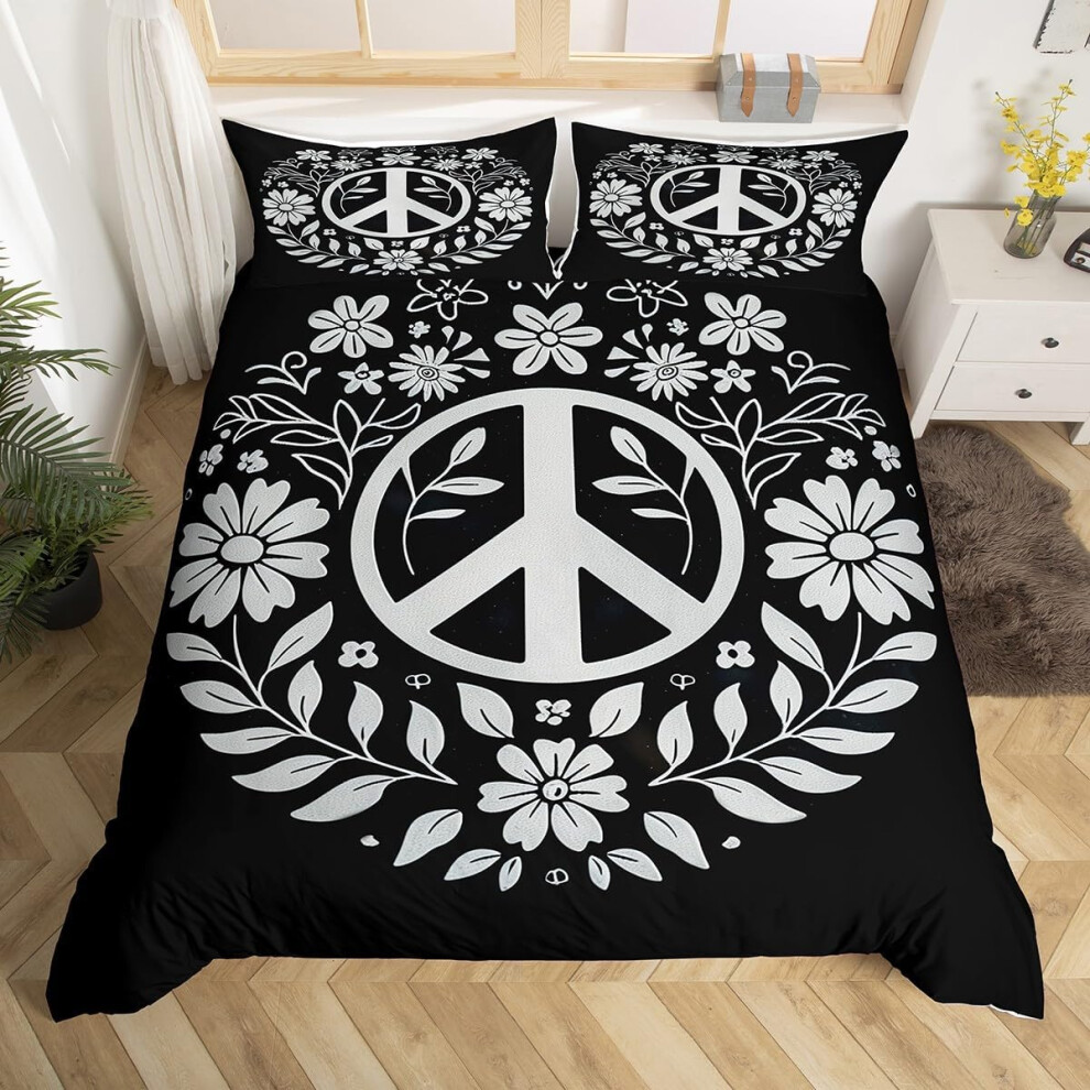 ( Gary, Double(No Comforter)) Homewish Paris Bedding Set Romantic Eiffel Tower Painting Comforter Cover,Fall Leaves Cityscape Duvet Cover Double Black