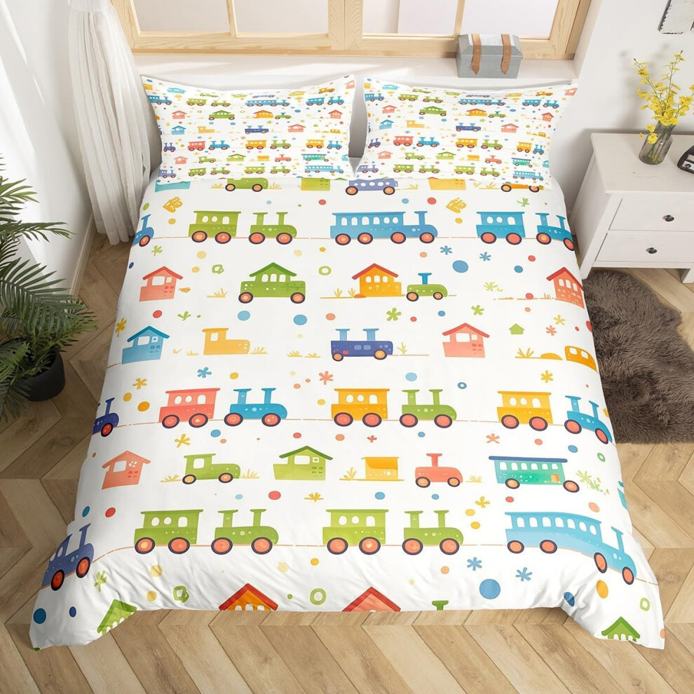 (Green White, Double(No Comforter)) Homewish Paris Bedding Set Romantic Eiffel Tower Painting Comforter Cover,Fall Leaves Cityscape Duvet Cover Double