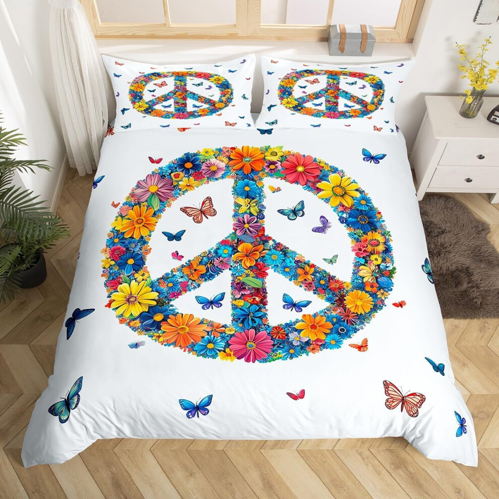 (White Blue, Double(No Comforter)) Homewish Paris Bedding Set Romantic Eiffel Tower Painting Comforter Cover,Fall Leaves Cityscape Duvet Cover Double