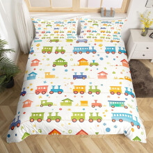 (Green White, Single(No Comforter)) Homewish Paris Bedding Set Romantic Eiffel Tower Painting Comforter Cover,Fall Leaves Cityscape Duvet Cover Double Paris Gifts Bed Set for Woman