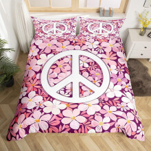 (Pink White, Single(No Comforter)) Homewish Paris Bedding Set Romantic Eiffel Tower Painting Comforter Cover,Fall Leaves Cityscape Duvet Cover Double Paris Gifts Bed Set for Woman