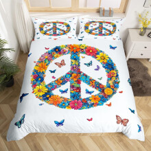 (White Blue, Single(No Comforter)) Homewish Paris Bedding Set Romantic Eiffel Tower Painting Comforter Cover,Fall Leaves Cityscape Duvet Cover Double Paris Gifts Bed Set for Woman